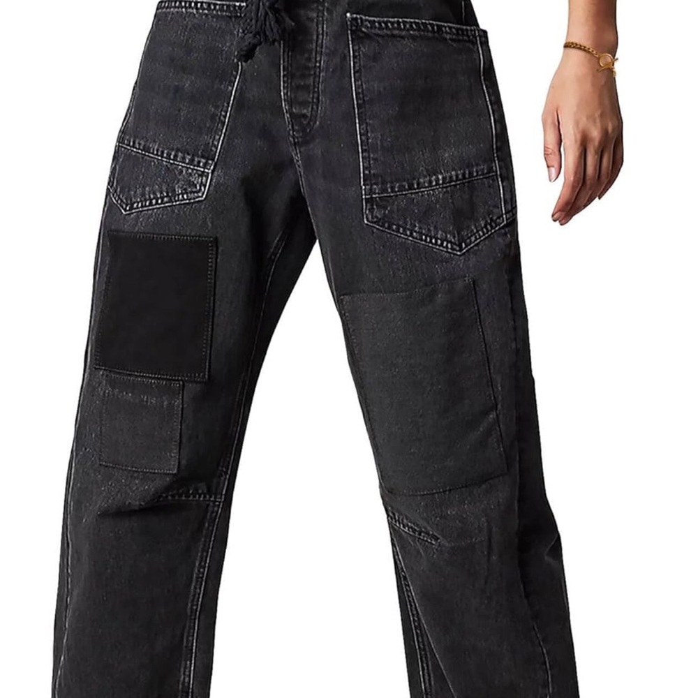 Tie Waist Black Barrel Jeans - Picture 3 of 4